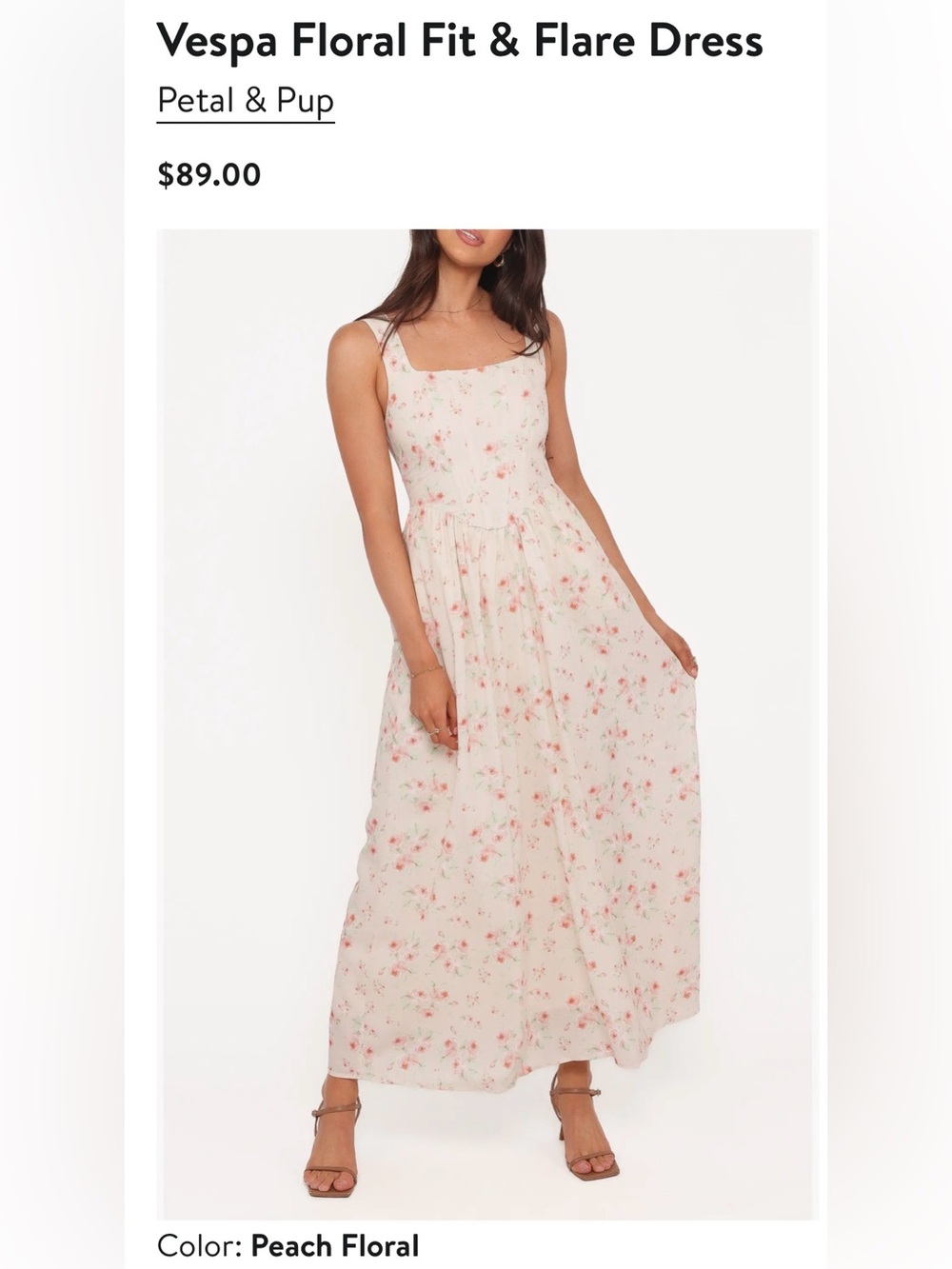 Petal & Pup Blush Floral Square-Neck Maxi Dress